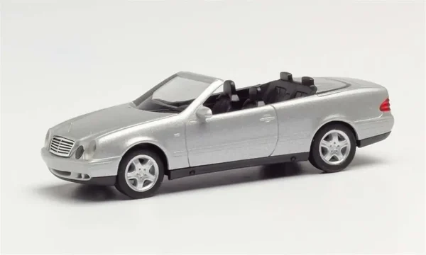 1/87 MB CLK Cabrio Metalik Gümüş Küçük Araba Modeli, Herpa 032582-002