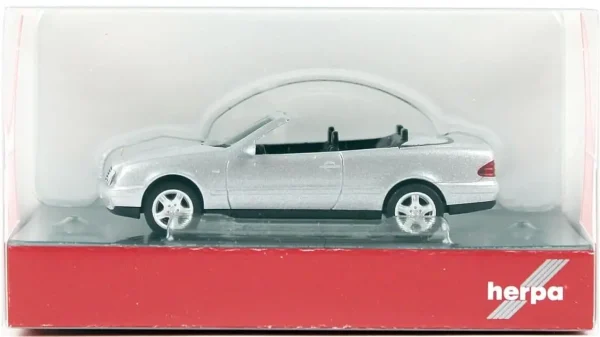 1/87 MB CLK Cabrio Metalik Gümüş Küçük Araba Modeli, Herpa 032582-002 - Görsel 2