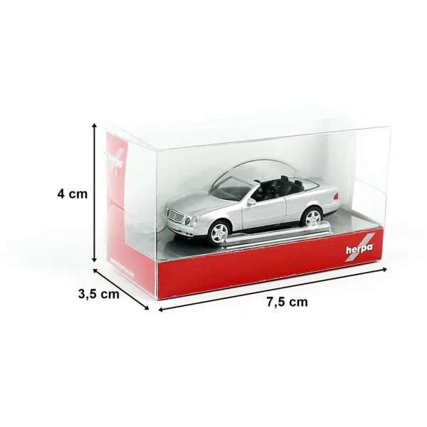 1/87 MB CLK Cabrio Metalik Gümüş Küçük Araba Modeli, Herpa 032582-002 - Görsel 3