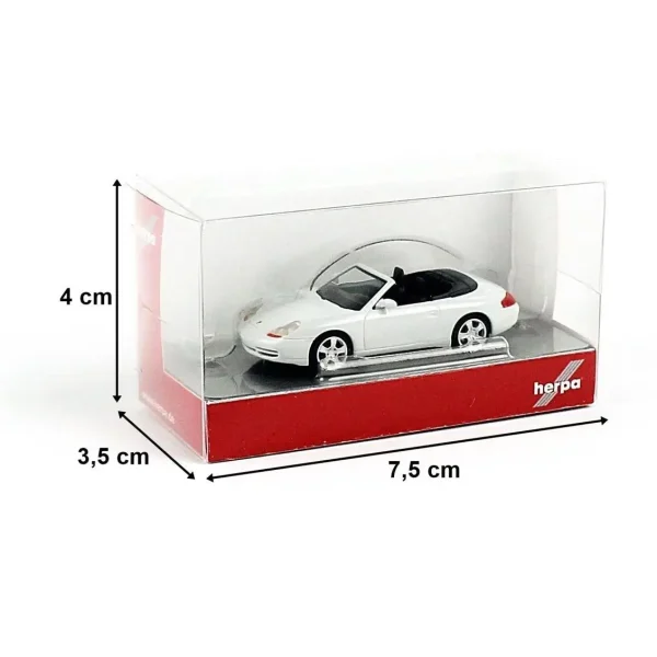 1/87 Porsche 996 C4 Cabrio Beyaz Küçük Araba Modeli, Herpa 032674-002 - Görsel 2
