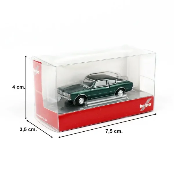 1/87 Ford Taunus Coupe Koyu Yeşil Metalik Küçük Araba Modeli, Herpa 033398-002 - Görsel 2