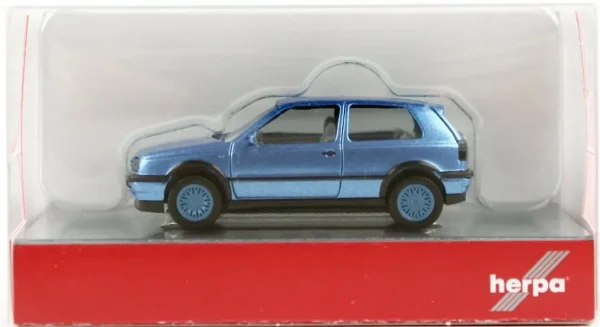 1/87 VW Golf III VR6 Mavi Küçük Araba Modeli, Herpa 034074-002 - Görsel 3