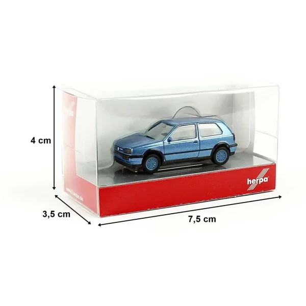 1/87 VW Golf III VR6 Mavi Küçük Araba Modeli, Herpa 034074-002 - Görsel 2