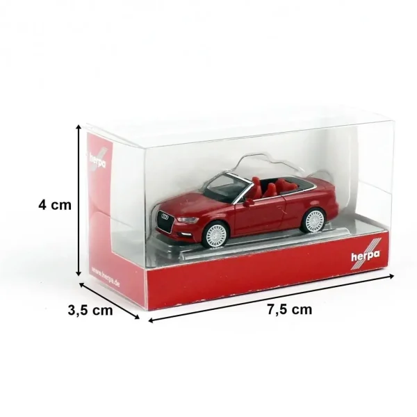 1/87 Audi A3 Cabrio Kırmızı Küçük Araba Modeli, Herpa 038300-002 - Görsel 2