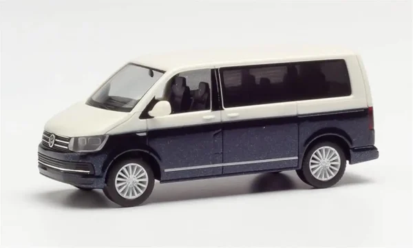 1/87 VW T6 Minibüs Mavi/Beyaz Küçük Araba Modeli, Herpa 038730-002