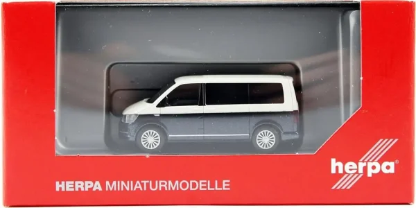 1/87 VW T6 Minibüs Mavi/Beyaz Küçük Araba Modeli, Herpa 038730-002 - Görsel 2