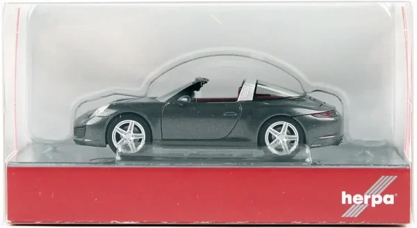 1/87 Porsche 911 Targa 4 Gri Küçük Araba Modeli, Herpa 038867-002 - Görsel 3