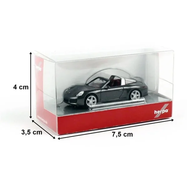 1/87 Porsche 911 Targa 4 Gri Küçük Araba Modeli, Herpa 038867-002 - Görsel 2