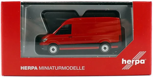 1/87 VW Crafter 16 m3 Van Kırmızı Küçük Araba Modeli, Herpa 092982-002