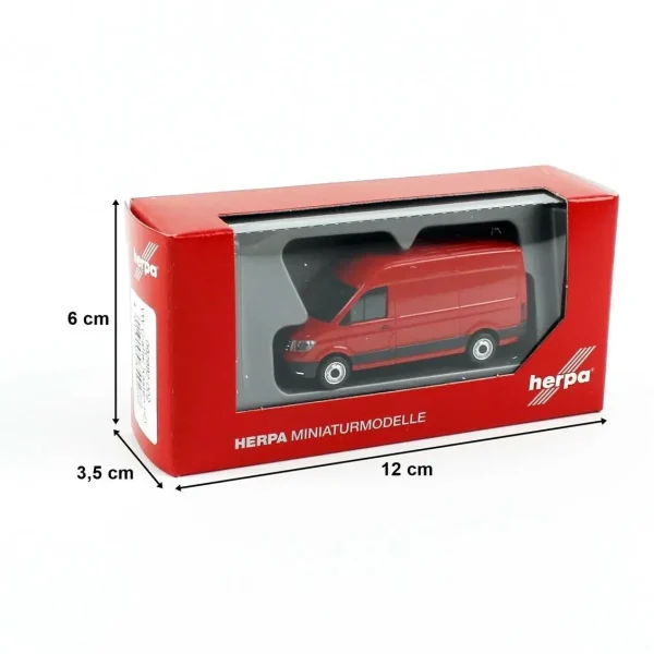 1/87 VW Crafter 16 m3 Van Kırmızı Küçük Araba Modeli, Herpa 092982-002 - Görsel 2