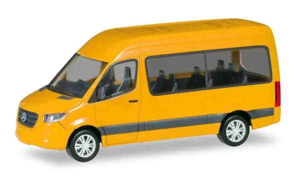 1/87 MB Sprinter 18 m3 Minibüs Sarı Küçük Araba Modeli, Herpa 093804-002