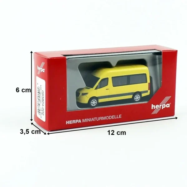 1/87 MB Sprinter 18 m3 Minibüs Sarı Küçük Araba Modeli, Herpa 093804-002 - Görsel 2