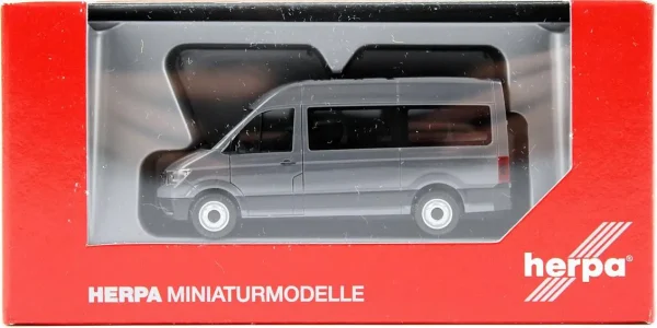 1/87 VW Crafter Minibüs Koyu Gri Küçük Araba Modeli, Herpa 094252-002 - Görsel 3