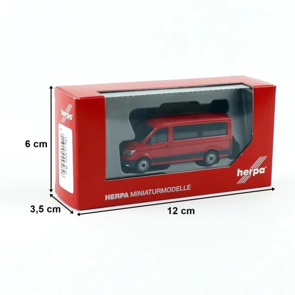 1/87 VW Crafter Minibüs Kırmızı Küçük Araba Modeli, Herpa 095846 - Görsel 3