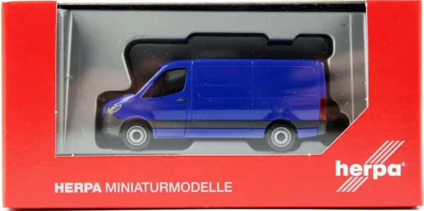 1/87 MB Sprinter 18 m3 Van Mavi Küçük Araba Modeli, Herpa 096485 - Görsel 2