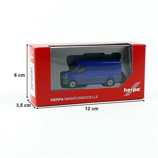 1/87 MB Sprinter 18 m3 Van Mavi Küçük Araba Modeli, Herpa 096485 - Görsel 3