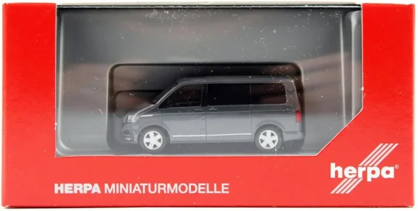 1/87 VW T6.1 Caravelle Minibüs Gri Küçük Araba Modeli, Herpa 096782 - Görsel 2