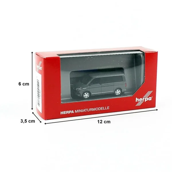 1/87 VW T6.1 Caravelle Minibüs Gri Küçük Araba Modeli, Herpa 096782 - Görsel 3
