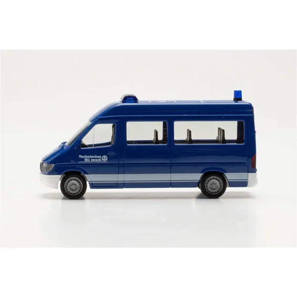 1/87 Mercedes-Benz Sprinter 1996 Minibüs HD (THW) Küçük Araba Modeli, Herpa 097062 - Görsel 5