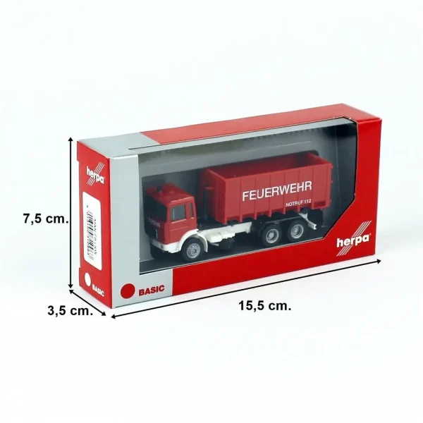 1/87 MAN F8 İtfaiye Konteyner Kamyonu Küçük Araba Modeli, Herpa 310963 - Görsel 5