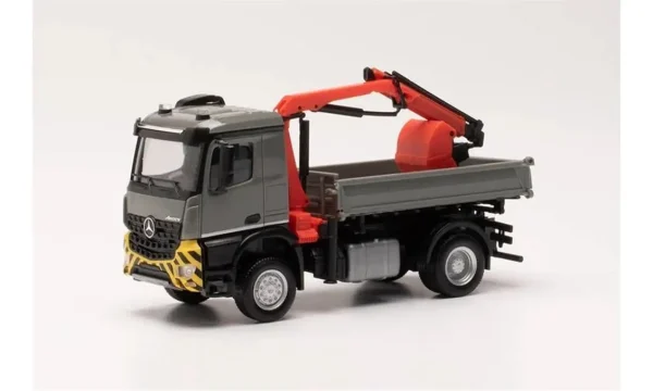 1/87 MB Arocs Vinçli Kamyon Gri Küçük Araba Modeli, Herpa 315906