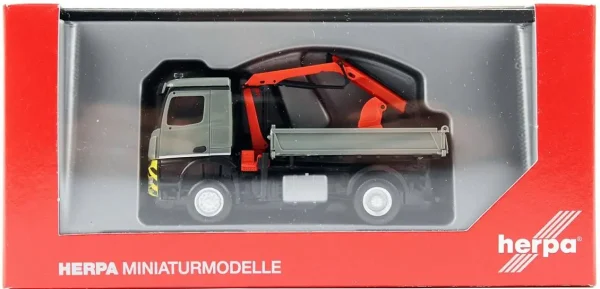 1/87 MB Arocs Vinçli Kamyon Gri Küçük Araba Modeli, Herpa 315906 - Görsel 2