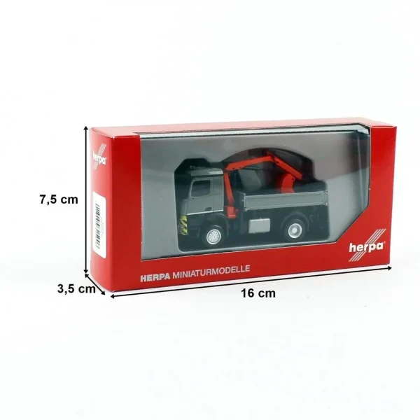1/87 MB Arocs Vinçli Kamyon Gri Küçük Araba Modeli, Herpa 315906 - Görsel 3