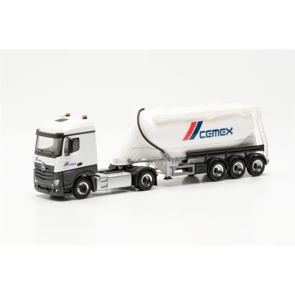 1/87 Mercedes-Benz Actros Çimento Silo Dorseli TIR (Cemex) Küçük Araba Modeli, Herpa 315975