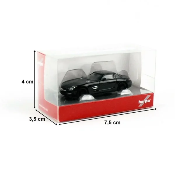 1/87 MB SLS AMG Siyah Küçük Araba Modeli, Herpa 420501-002 - Görsel 2