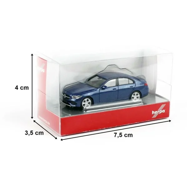 1/87 MB C-Klasse Mavi Küçük Araba Modeli, Herpa 430913-002 - Görsel 2