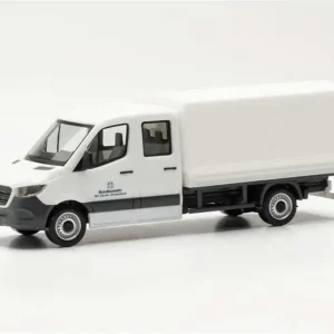 1/87 MB Sprinter Çift Kabin Kamyonet Filo logolu Beyaz Küçük Araba Modeli, Herpa 700788