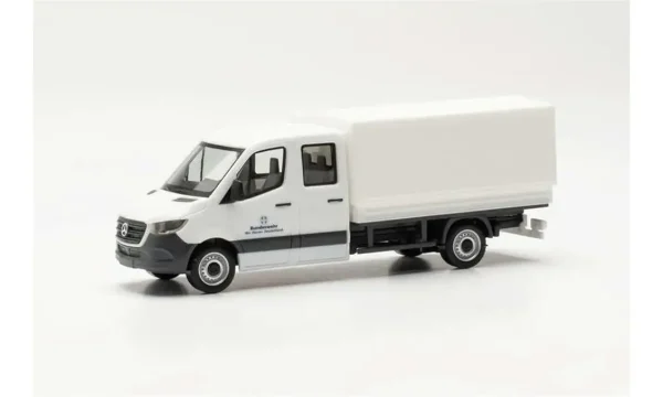 1/87 MB Sprinter Çift Kabin Kamyonet Filo logolu Beyaz Küçük Araba Modeli, Herpa 700788