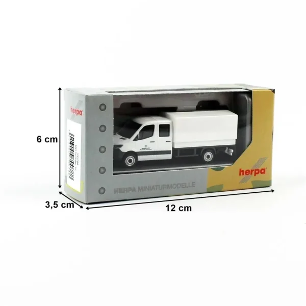 1/87 MB Sprinter Çift Kabin Kamyonet Filo logolu Beyaz Küçük Araba Modeli, Herpa 700788 - Görsel 2