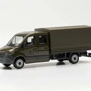 1/87 MB Sprinter Çift Kabin Kamyonet Koyu Yeşil Küçük Araba Modeli, Herpa 700795