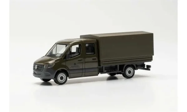 1/87 MB Sprinter Çift Kabin Kamyonet Koyu Yeşil Küçük Araba Modeli, Herpa 700795