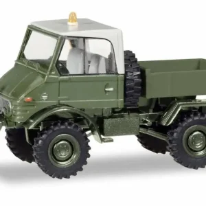 1/87 Unimog U421 Açık Kasa Haki Yeşil Küçük Araba Modeli, Herpa 746496