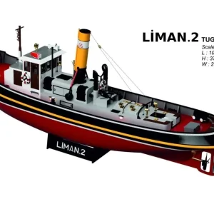 124 Liman 2 Römorkörü RC Dönüşebilir İç Detaylı ve Aydınlatma Ledli Demonte Ahşap Maketi