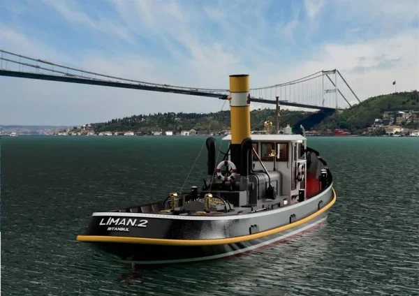 1/20 Liman 2 Römorkörü RC Dönüşebilir İç Detaylı ve Aydınlatma Ledli Ahşap Maketi, Türk Model 124 - Görsel 3