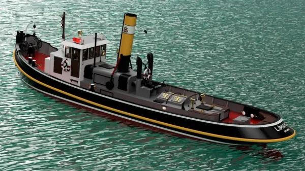 1/20 Liman 2 Römorkörü RC Dönüşebilir İç Detaylı ve Aydınlatma Ledli Ahşap Maketi, Türk Model 124 - Görsel 2