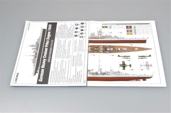 1/350 Alman Prinz Eugen 1945 Kruvazör Maketi, Trumpeter 05313 - Görsel 4