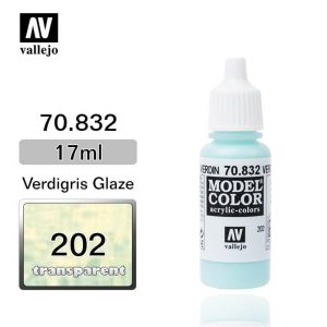 17 ml. (202) Verdigris Glaze-Glaze Model Color Serisi Maket Boyası, Vallejo 70832