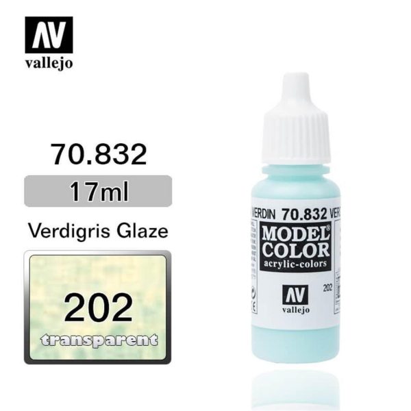 17 ml. (202) Verdigris Glaze-Glaze Model Color Serisi Maket Boyası, Vallejo 70832