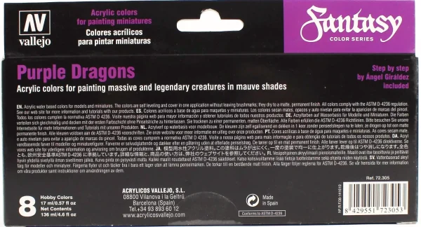 8x17 ml. Purple Dragons by Angel Giraldez Game Color Serisi Maket Boyası Seti, Vallejo 72305 - Görsel 2