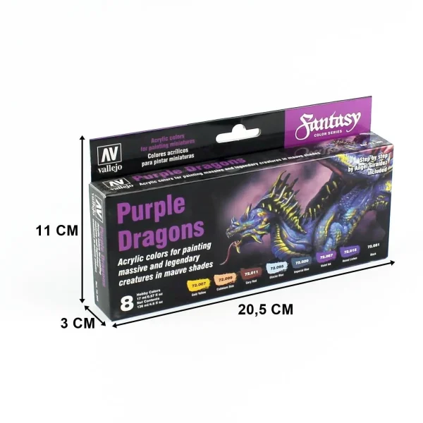 8x17 ml. Purple Dragons by Angel Giraldez Game Color Serisi Maket Boyası Seti, Vallejo 72305 - Görsel 3