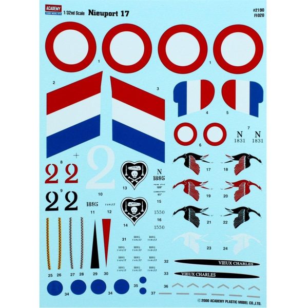 1/32 Nieuport 17 Uçak Maketi, Academy 12110 - Görsel 4