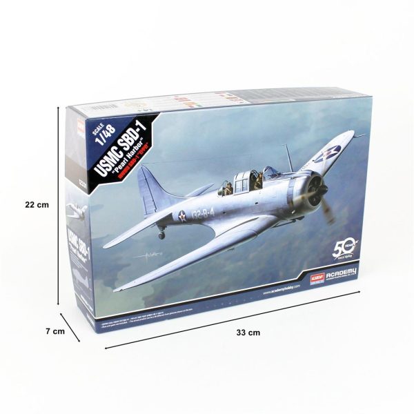 1/48 USMC SBD-1 (Pearl Harbor) Uçak Maketi, Academy 12331 - Görsel 5