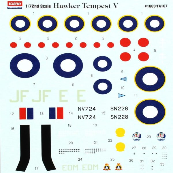 1/72 Hawker Tempest V Royal Airforce AK Uçak Maketi, Academy 12466 - Görsel 4