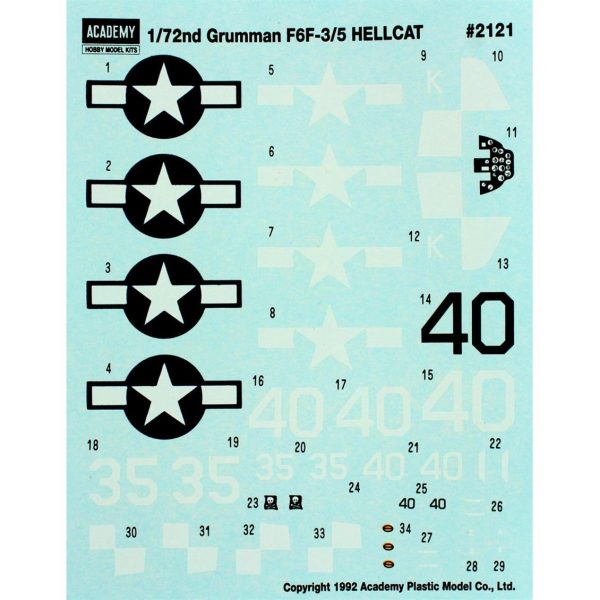 1/72 Grumman F6F-3/5 Uçak Maketi, Academy 12481 - Görsel 4