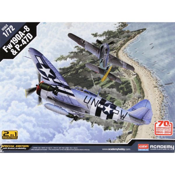 1/72 P-47D & Fw190A-8 70. Yıl Uçak Maketi, Academy 12513