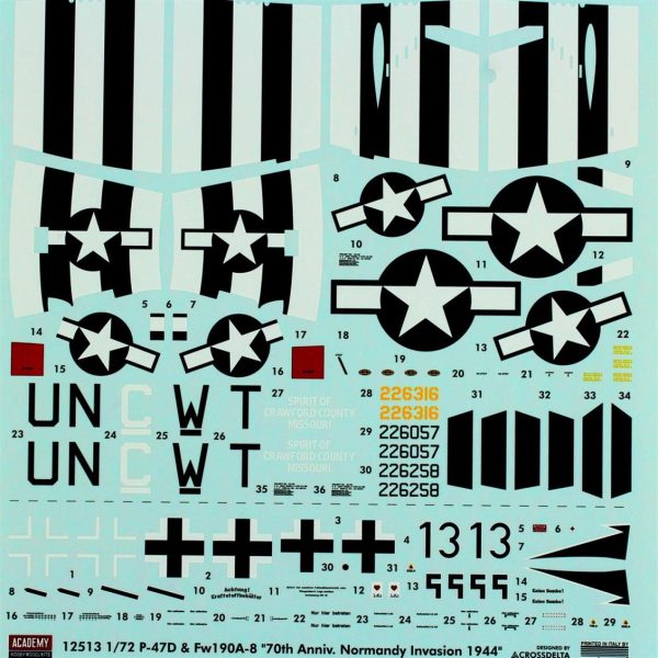 1/72 P-47D & Fw190A-8 70. Yıl Uçak Maketi, Academy 12513 - Görsel 4